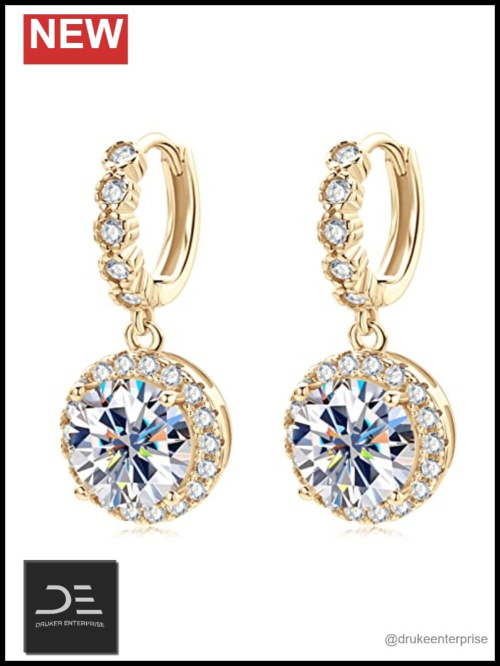 Moissanite Dangle Earrings 925 Sterling Silver Huggie Hoop Hypoallergenic